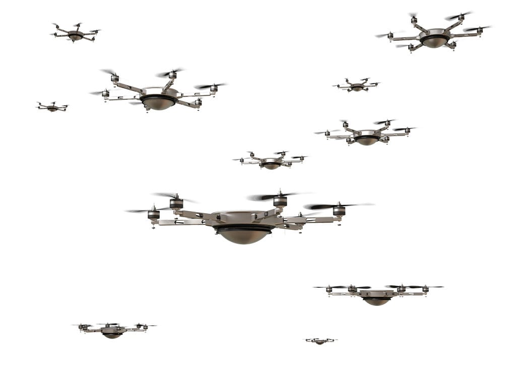 Ilustrasi Swarm Drone. foto/istockphoto Ilustrasi Swarm Drone