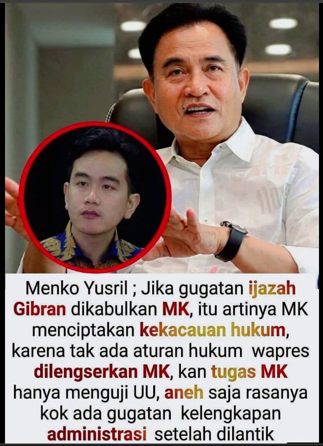 Periksa Fakta Tanggapan Yusril soal gugatan ijazah Gibran. foto/hotline periksa fakta tirto Periksa Fakta Tanggapan Yusril soal gugatan ijazah Gibran
