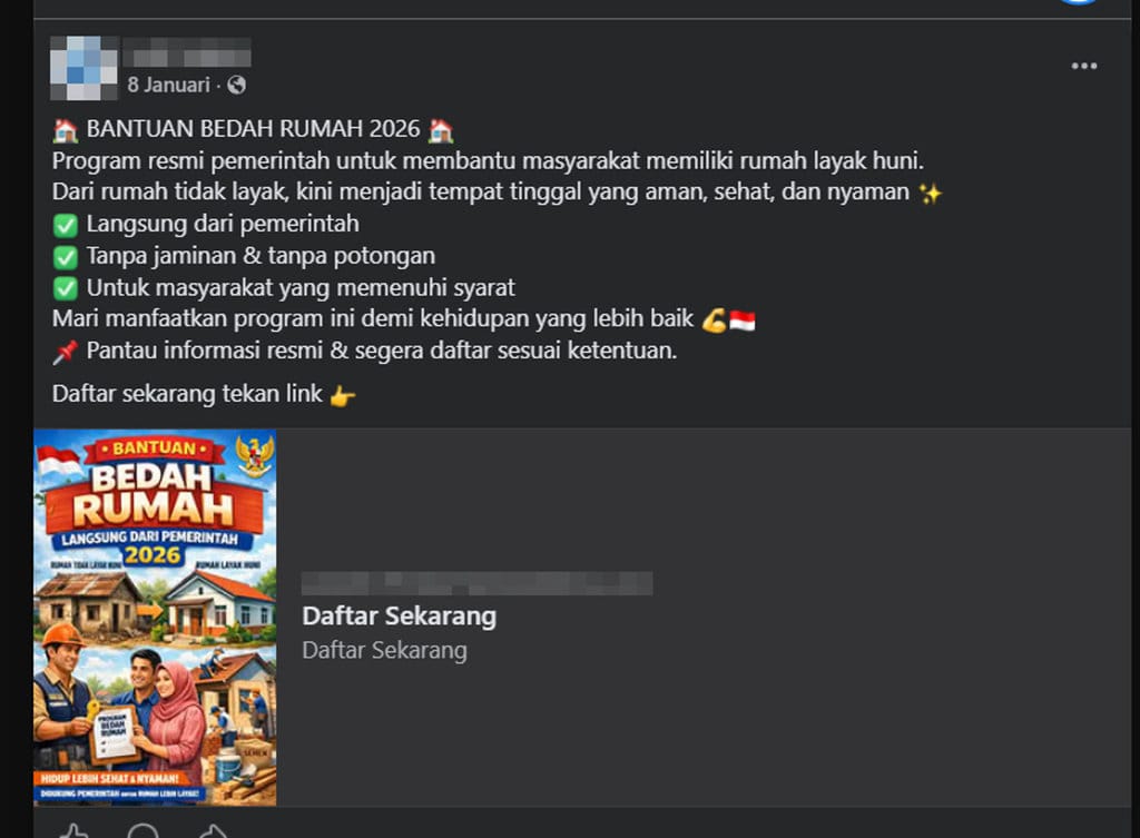 periksa fakta Bantuan Bedah Rumah 2026. periksa fakta Bantuan Bedah Rumah 2026