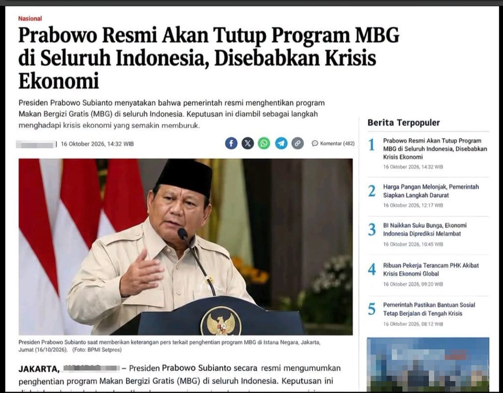 Periksa Fakta Prabowo Tutup MBG. Periksa Fakta Prabowo Tutup MBG
