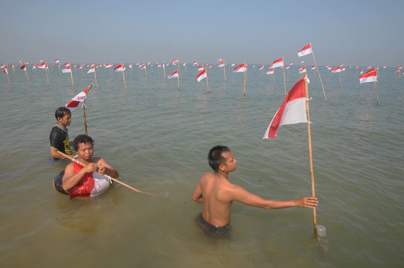 Pengibaran Seribu Bendera Di Pantai Teluk Awur