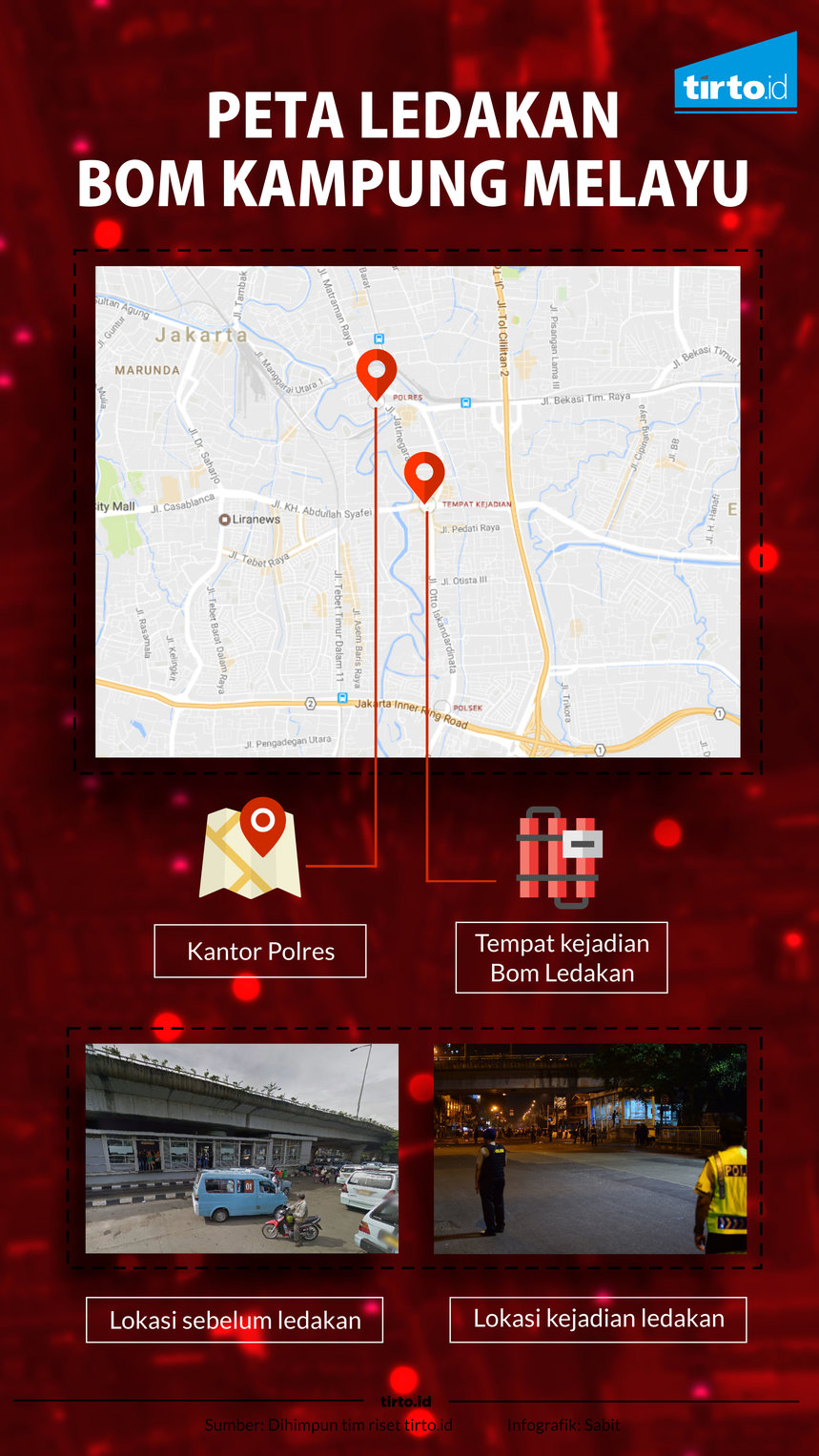 INFOGRAFIK Peta Ledakan Bom Kampung Melayu.