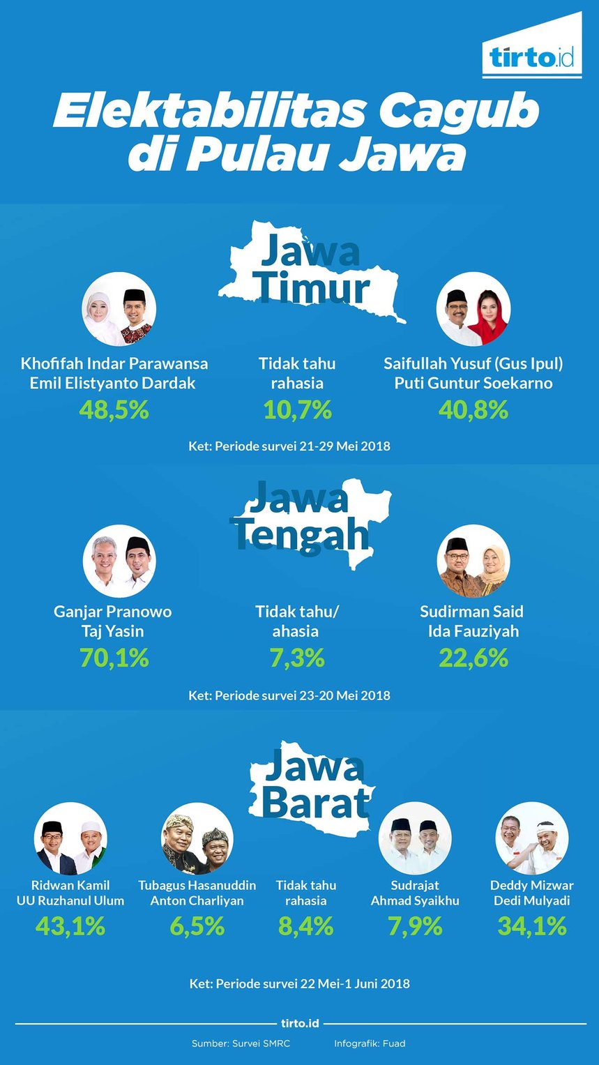 Infografik Elektabilitas Cagub di Pulau Jawa