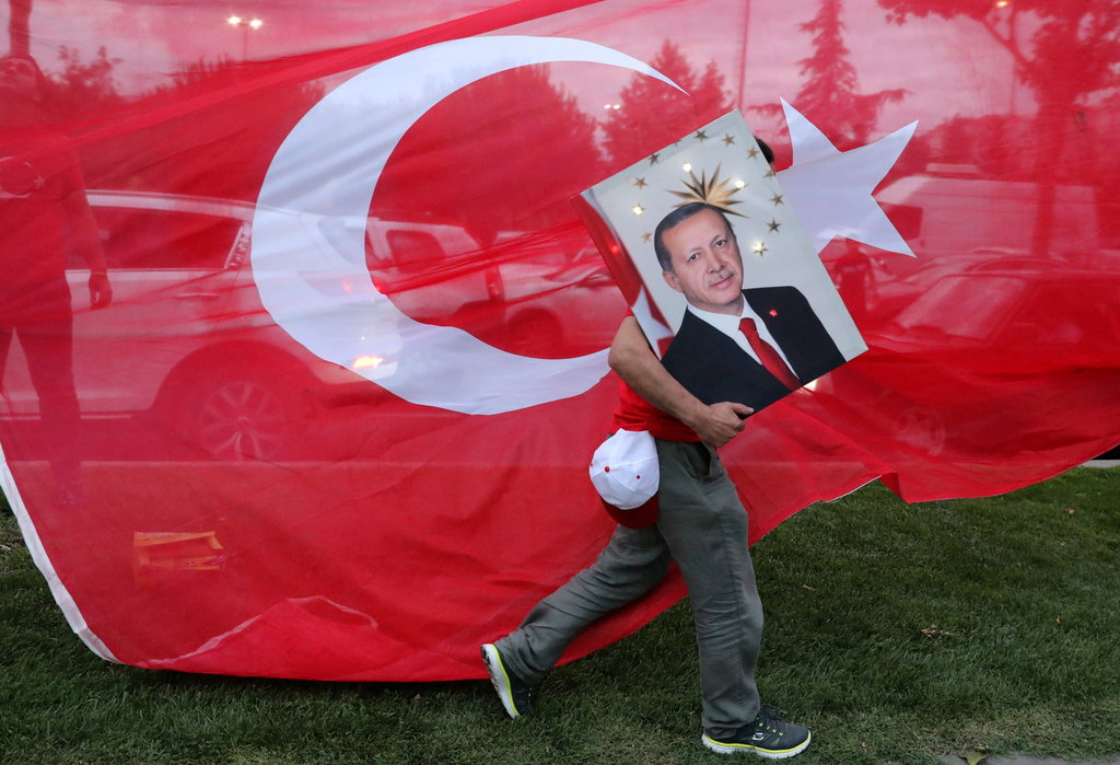 Pendukung Presiden Turki Tayyip Erdogan