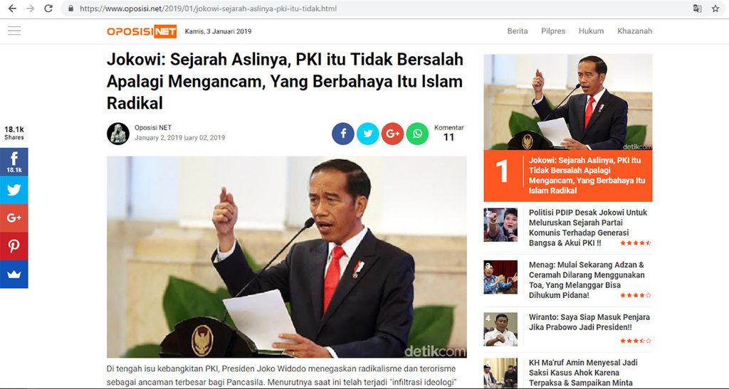 Fact Check ucapan Jokowi soal PKI tidak bersalah