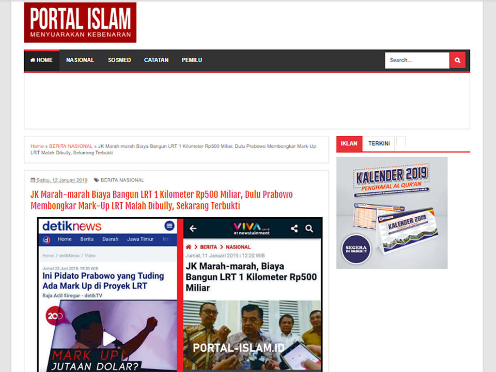 Fact Check kritik JK soal LRT berasal dari klaim Prabowo?