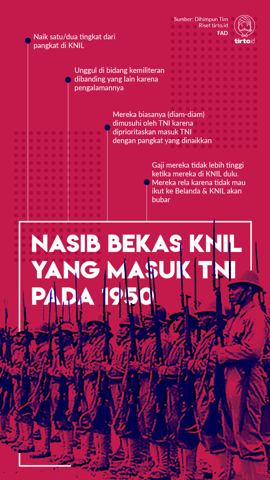 Infografik nasib bekas KNIL yang masuk TNI pada 1950