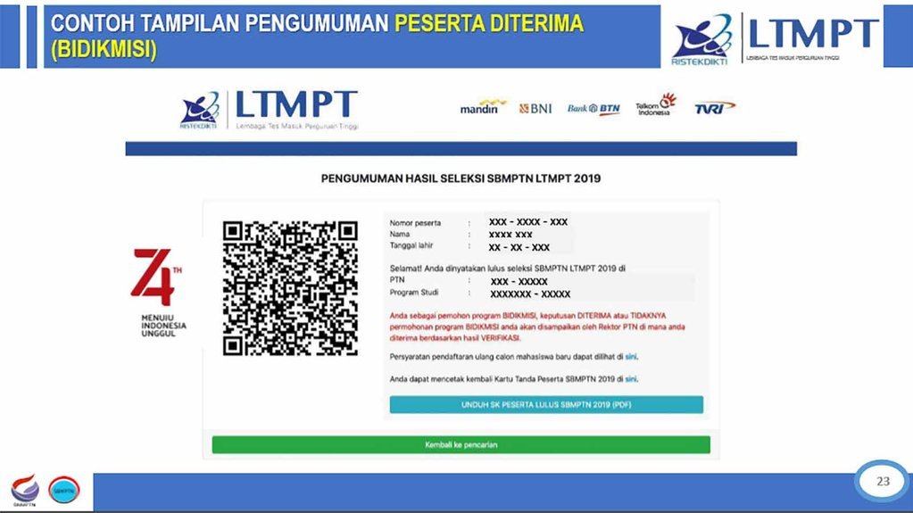 Contoh Pengumuman Peserta Lulus dan Gagal SBMPTN 2019 ...