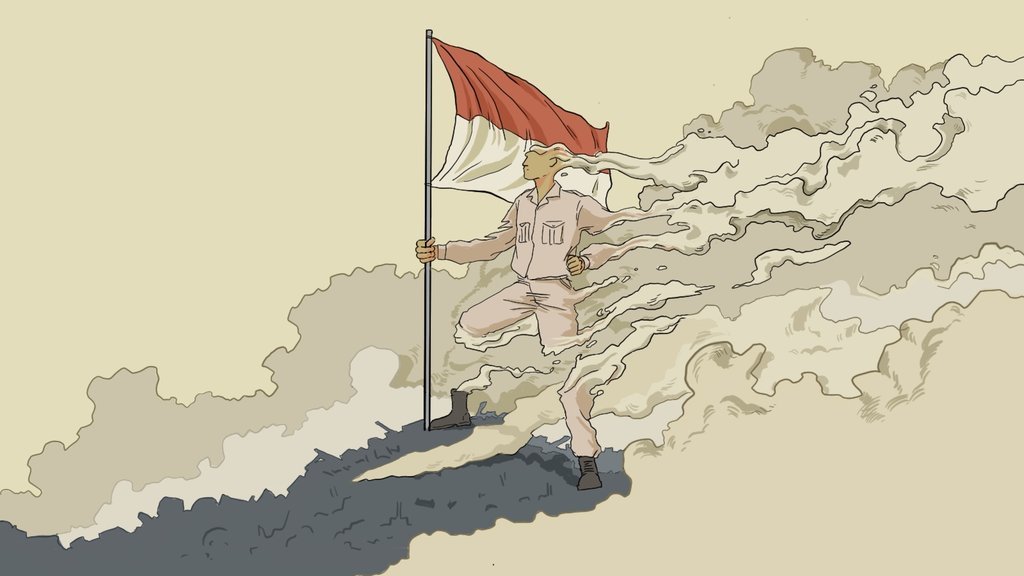 Ilustrasi Hari Pahlawan. tirto.id/Lugas Ilustrasi HL Indepth Revolusi Hari Pahlawan
