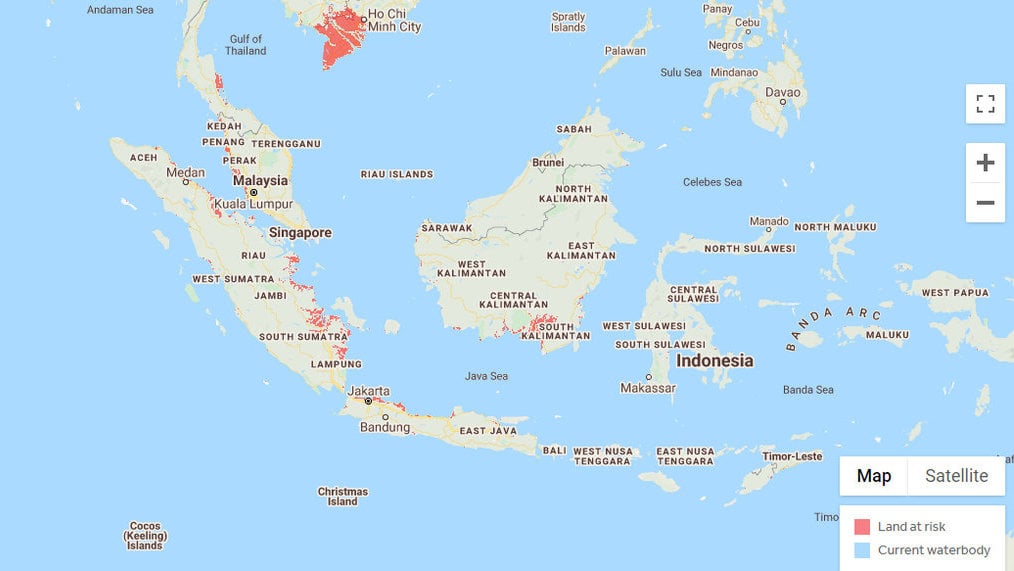 Peta kenaikan permukaan laut Indonesia
