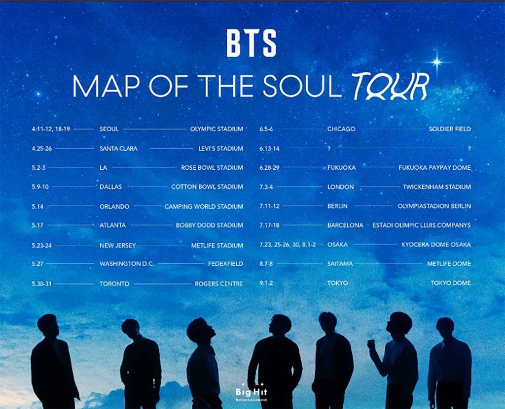 Jadwal Konser BTS Map Of The Soul Tour di 17 Kota Seluruh Dunia