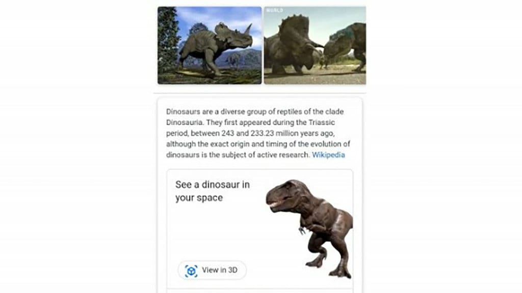 Dinosaurus Model 3d Kini Bisa Dilihat Melalui Google Search
