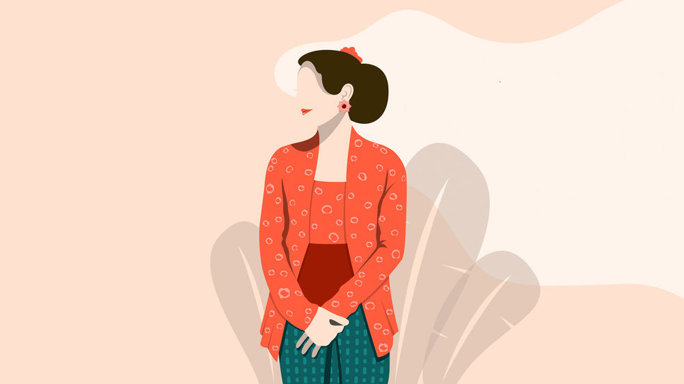 Ilustrasi perempuan memakai kebaya