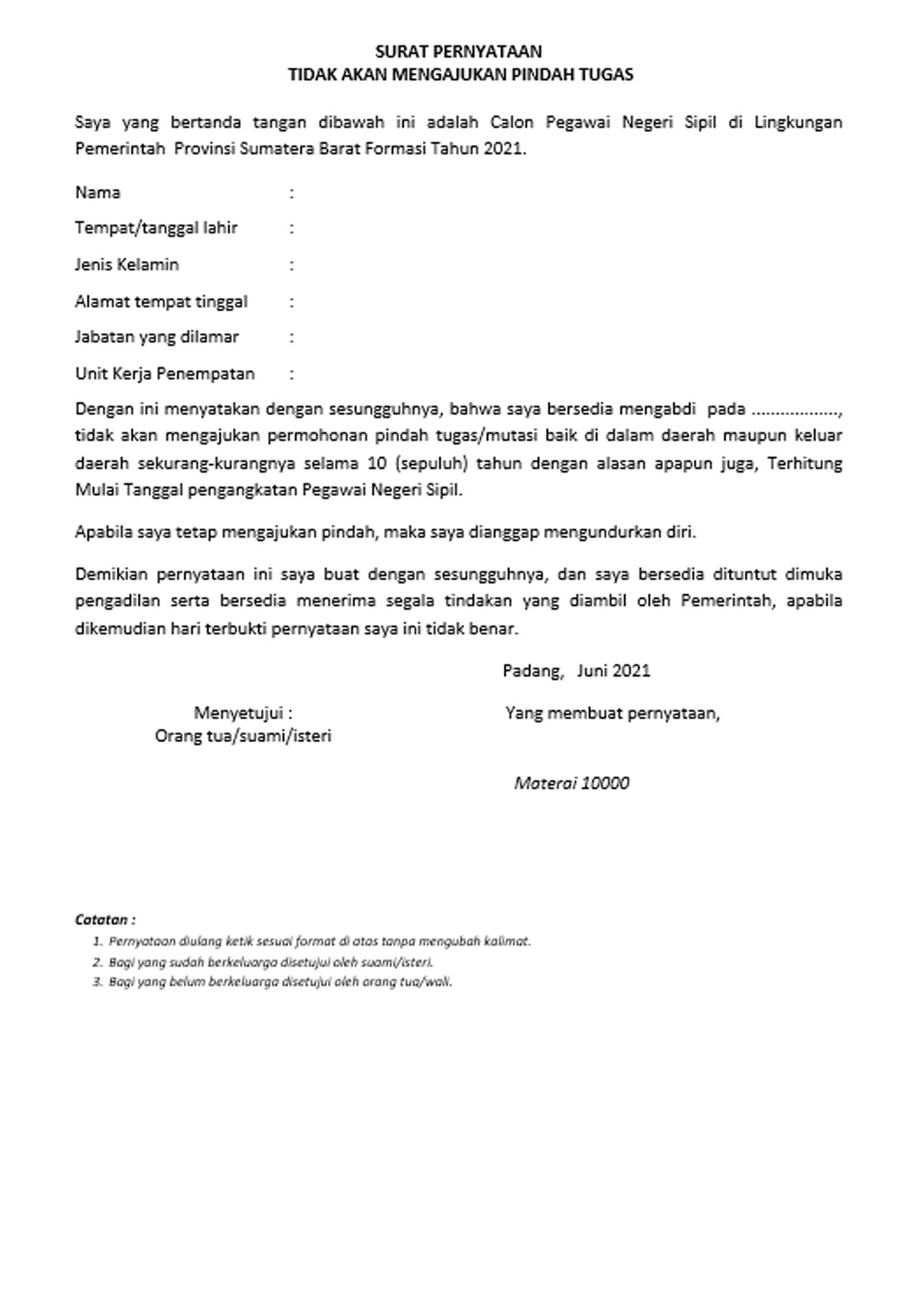 Formasi PPPK & CPNS Sumbar 2021 hingga Contoh Surat Lamarannya