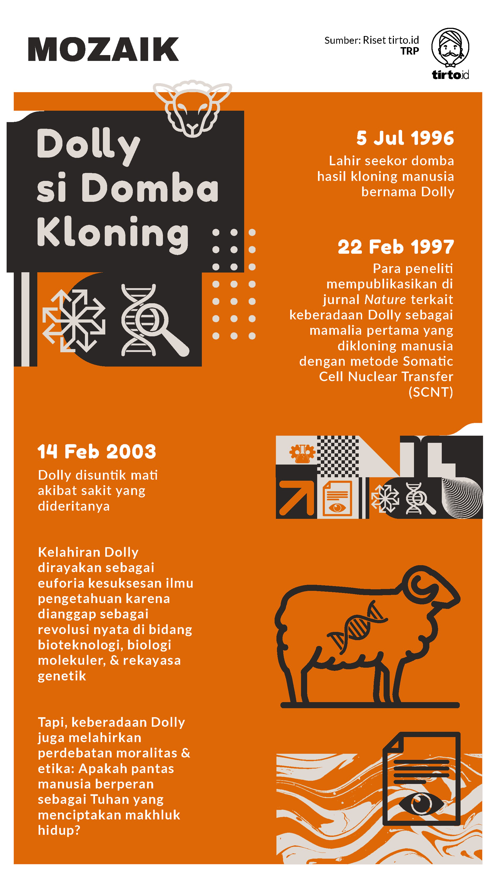 Infografik Mozaik Domba Dolly