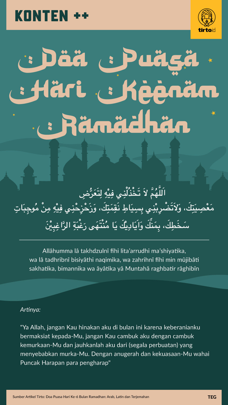 Infografik SC Doa Puasa Hari Keenam Ramadhan