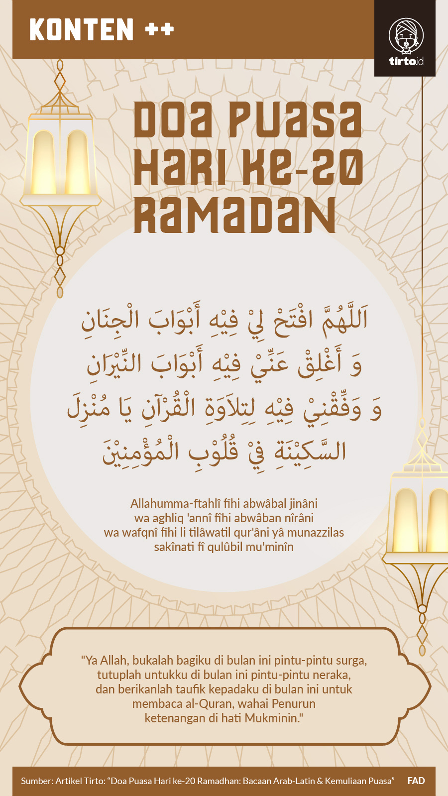 Infografik SC Doa Puasa Hari ke20 Ramadan