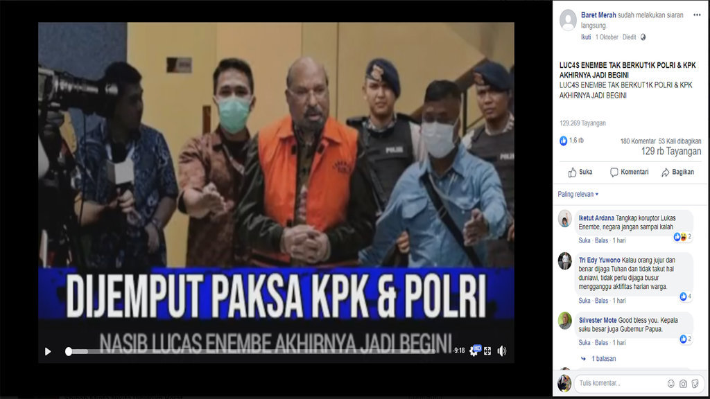 Periksa Fakta Jemput Paksa Lukas Enembe