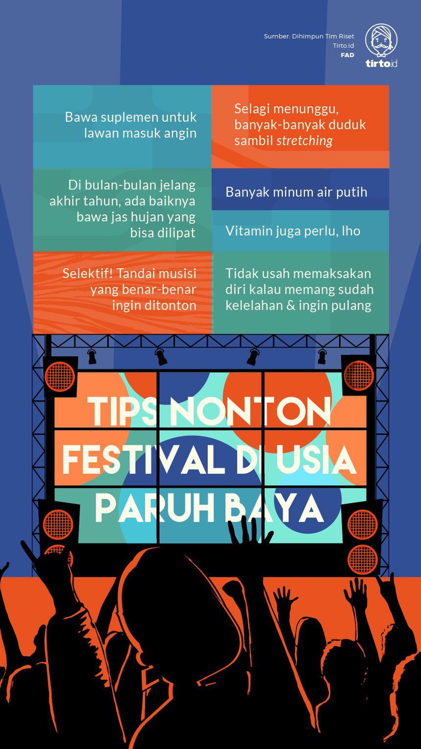 Infografik Tips Nonton Festival di Usia Paruh Baya