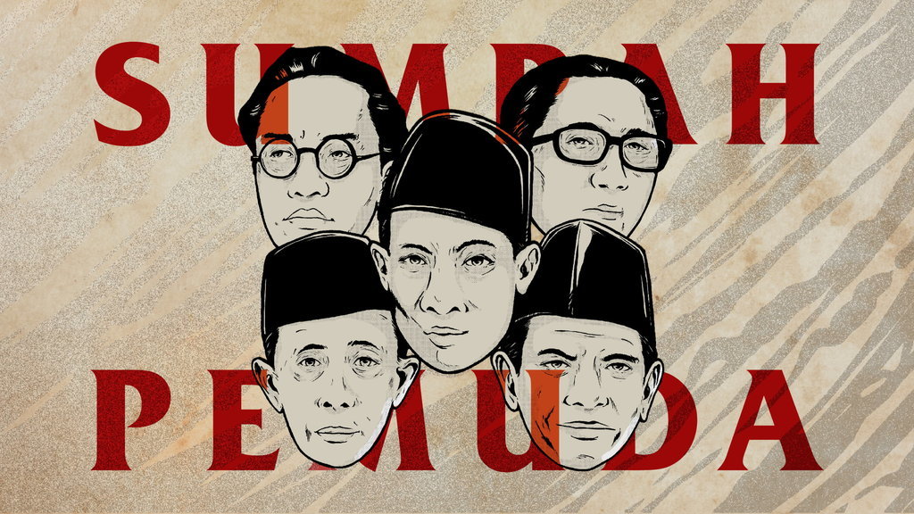 Ilustrasi Sumpah Pemuda. tirto.id/Tino Header Sumpah Pemuda