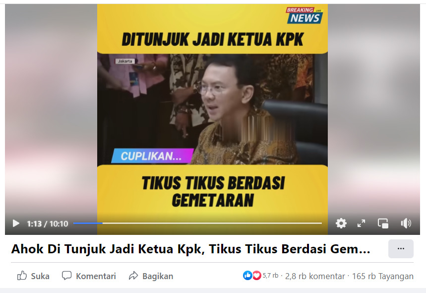 Foto Periksa Fakta Ahok Ketua KPK