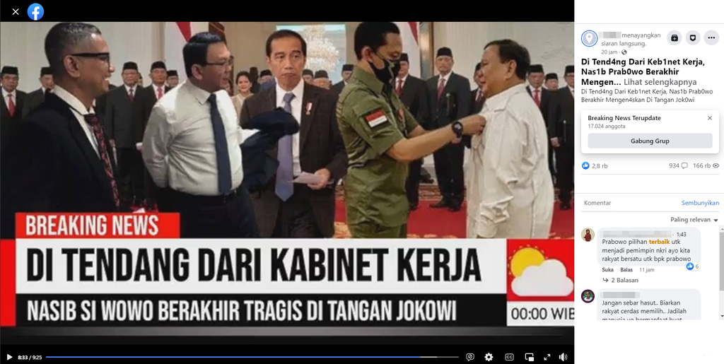 Foto Periksa Fakta Prabowo ditendang dari Kabinet Kerja