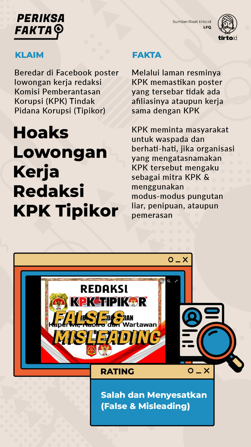 Infografik Periksa Fakta Lowongan Redaksi KPK
