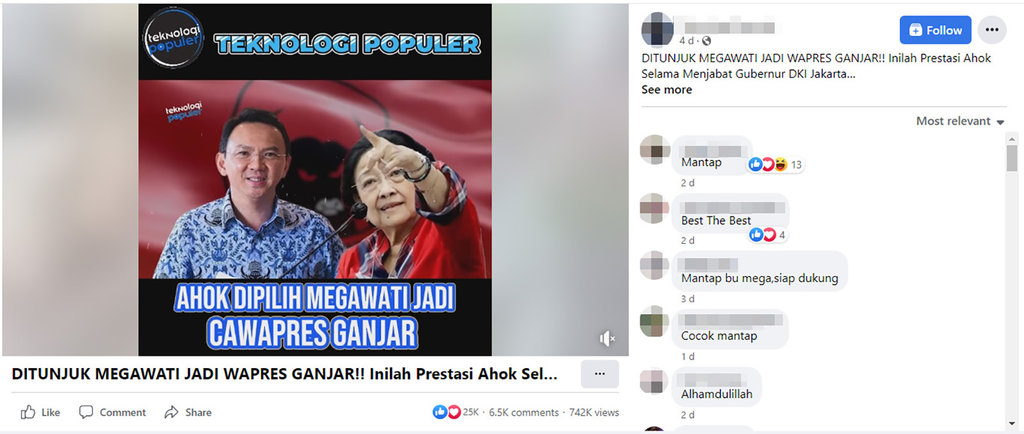 HEADER PERIKSA FAKTA Megawati Tunjuk Ahok Jadi Cawapres Ganjar