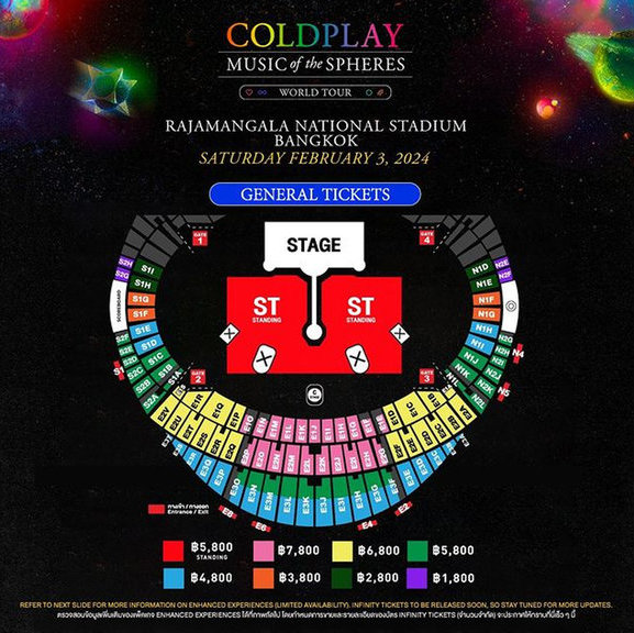Seatplan Coldplay Bangkok