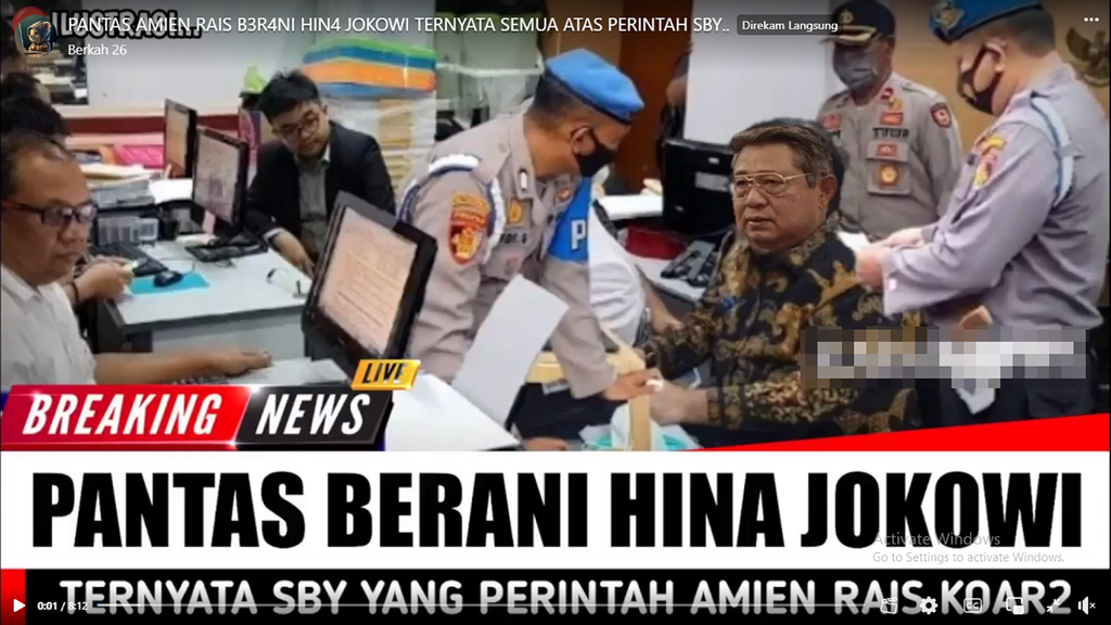 Periksa Fakta SBY Perintahkan Amien Rais Hina Jokowi