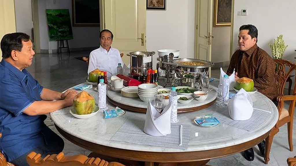 Pertemuan Jokowi Prabowo dan Erick Thohir