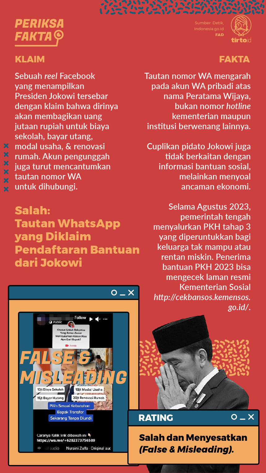 Infografik Periksa Fakta Tautan WhatsApp Bantuan Jokowi