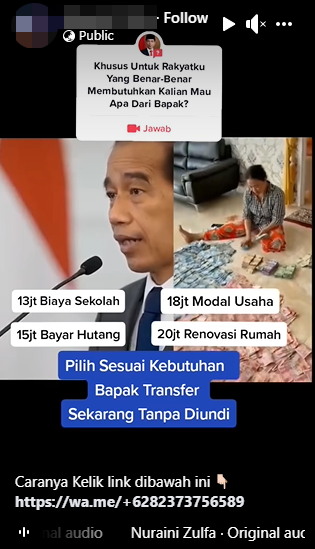 Periksa Fakta Tautan WhatsApp Bantuan Jokowi