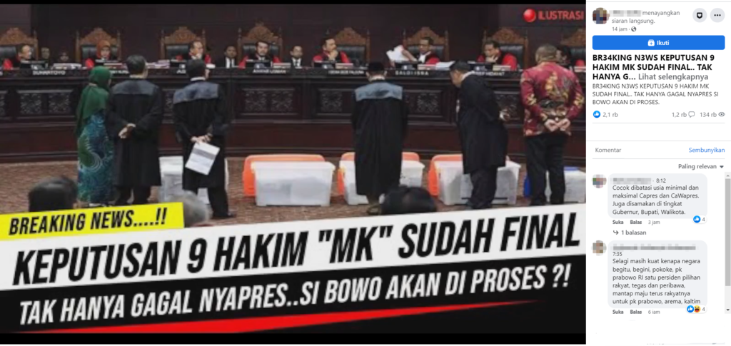 Foto Periksa Fakta MK Gagalkan Prabowo Balon Presiden