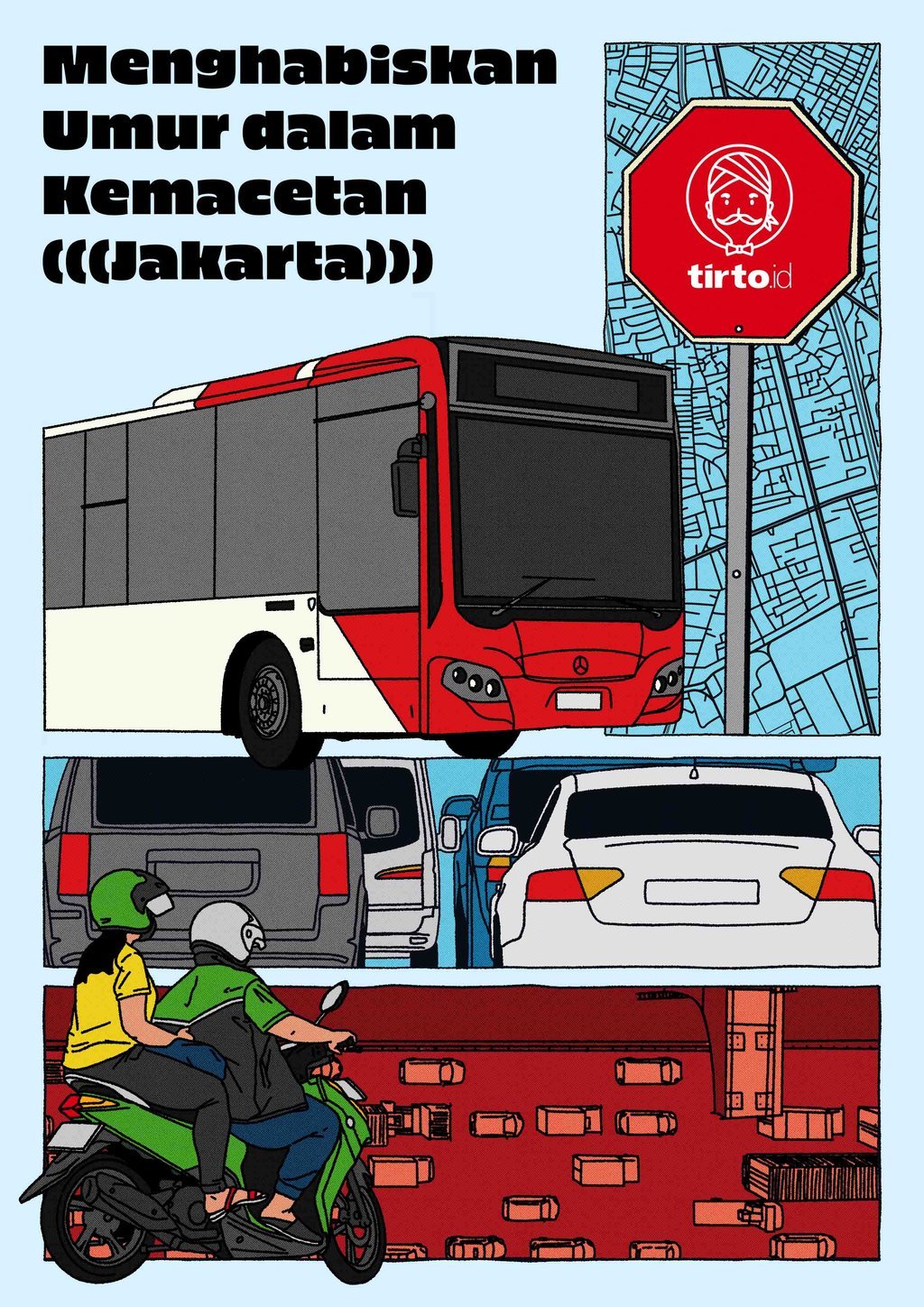 Ilustrasi Report Menghabiskan Umur dalam Kemacetan Jakarta 1