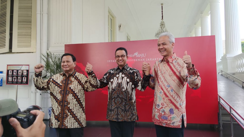 Konpres Tiga capres usai makan bareng Jokowi