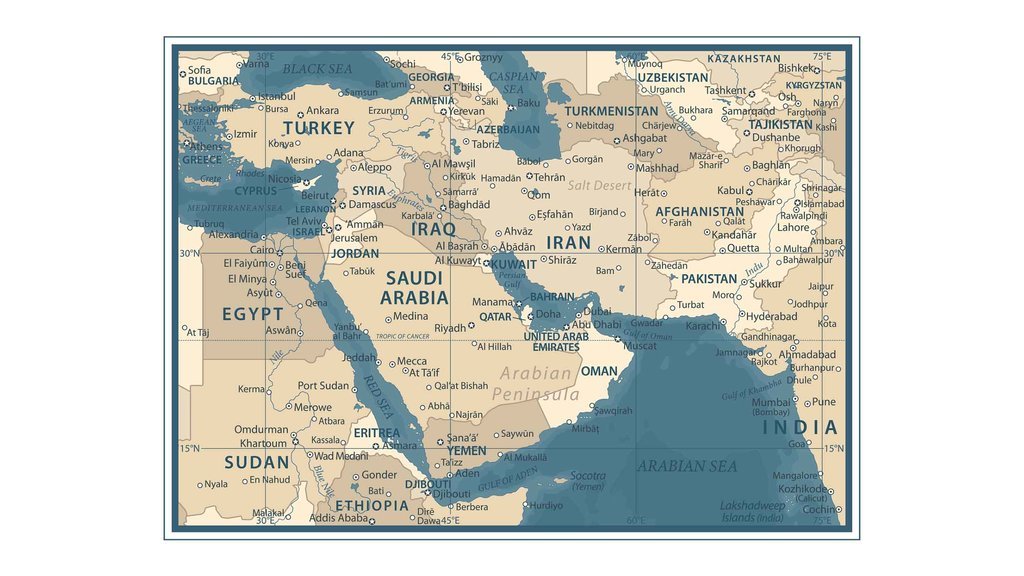Peta Timur Tengah. foto/istocphoto Peta Timur Tengah