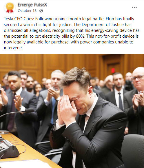 Foto Periksa Fakta Elon Musk Ciptakan Alat Penghemat Listrik