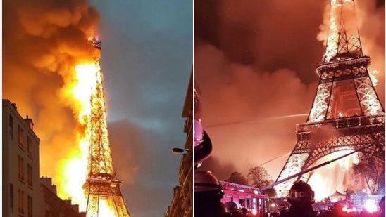 Foto Periksa Fakta Menara Eiffel Kebakaran