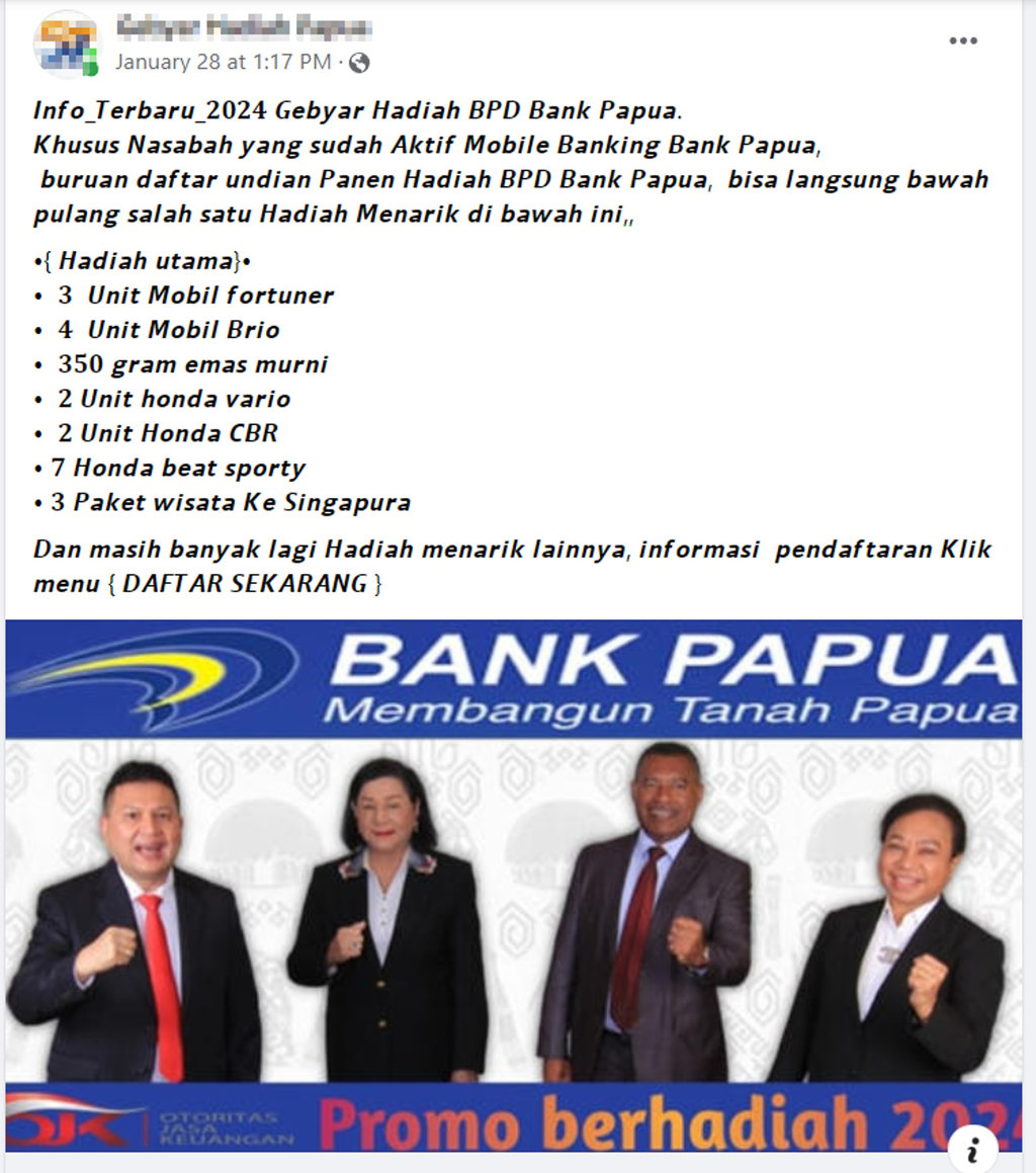 Periksa Fakta Penipuan Bank Papua