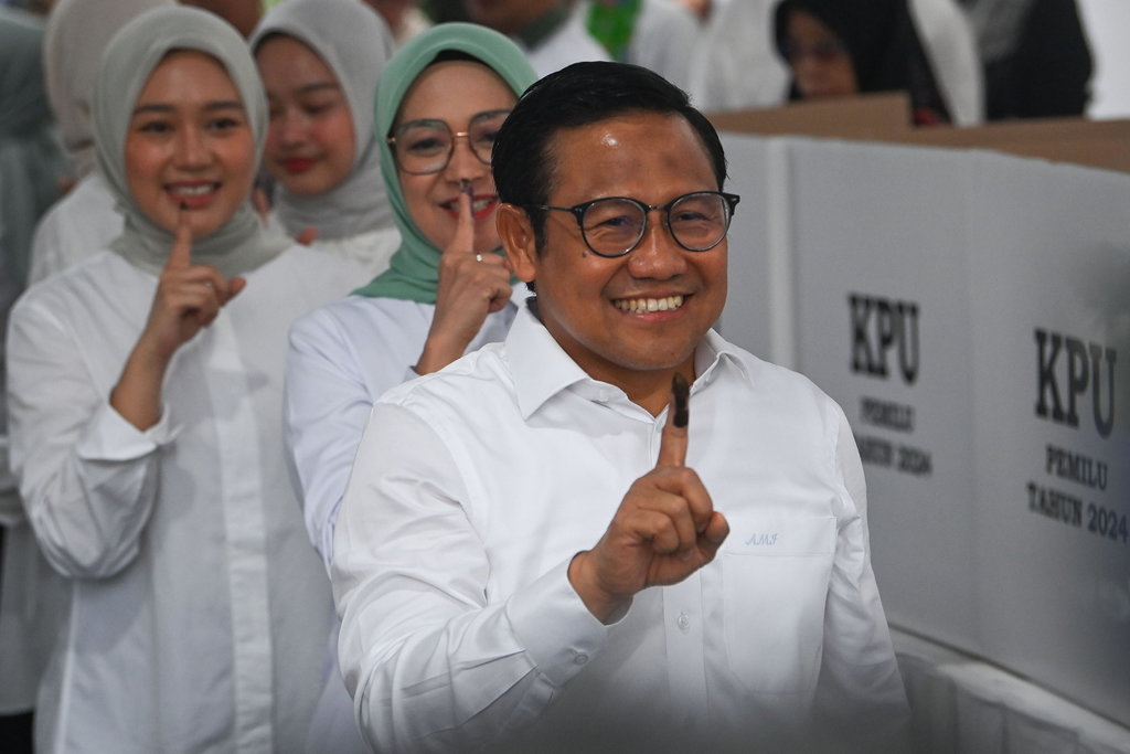 Cawapres Muhaimin Iskandar mencoblos di Jakarta