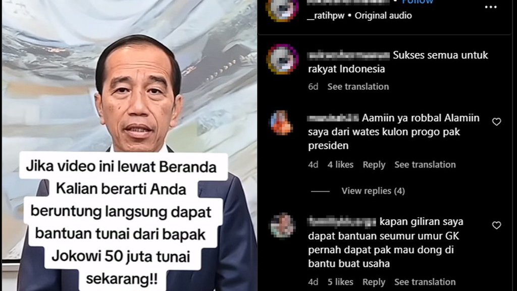 Periksa Fakat Jokowi Bagi-bagi Bantuan Tunai Rp50 Juta