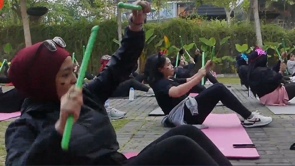 Ilustrasi Olahraga Poundfit.(ANTARANEWS/Firman Eko Handy/Yovita Amalia/Ludmila Yusufin Diah Nastiti) Ilustrasi Olahraga Poundfit