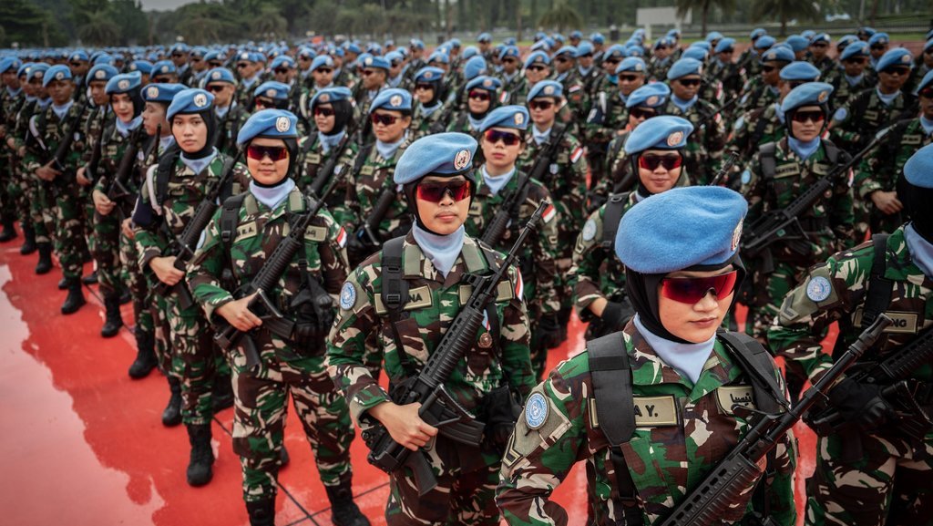 Satgas TNI Kontingen Garuda (Konga). ANTARA FOTO/Bayu Pratama S/foc. Penyambutan Satgas Konga Indonesia dari Lebanon