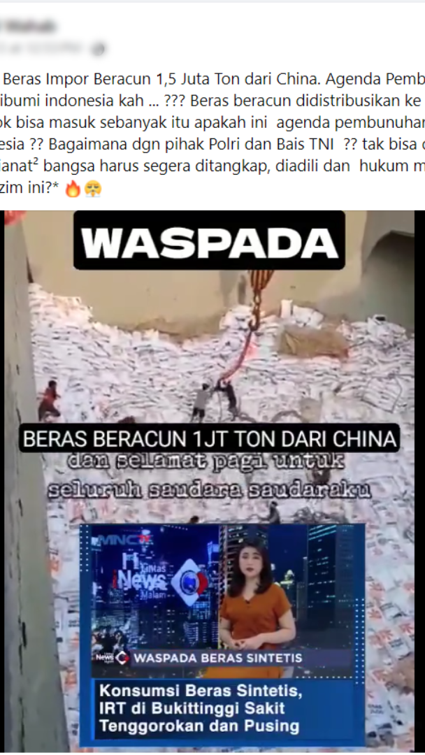 Foto Periksa Fakta Beras Beracun dari Tiongkok