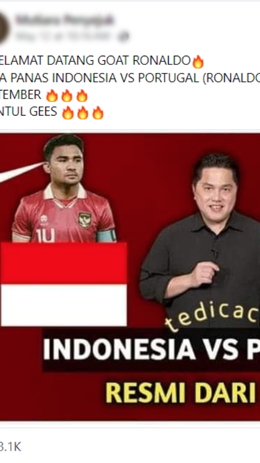 Periksa Fakta Indonesia vs Portugal