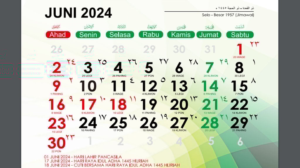 Kalender Dzulhijjah