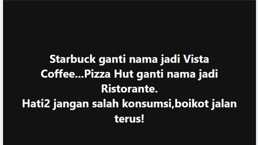 Periksa Fakta Starbucks dan Pizza Hut