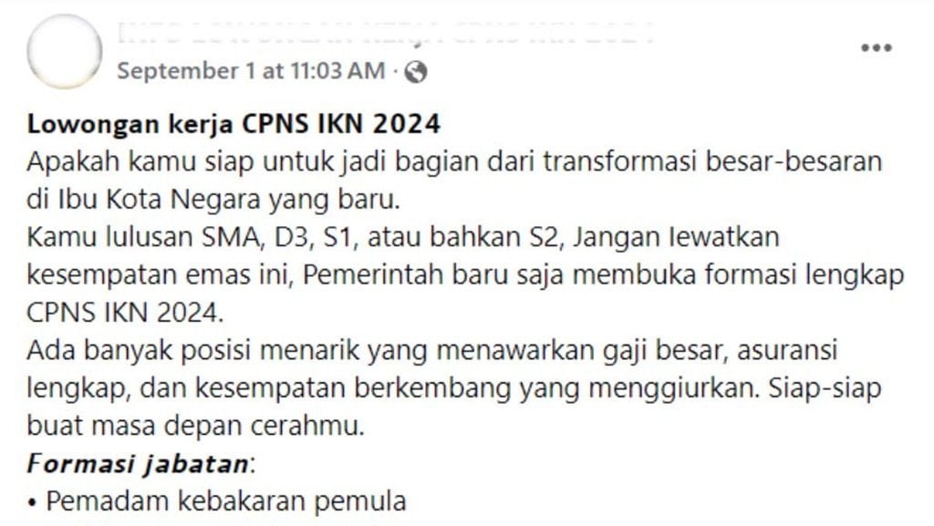 Periksa Fakta Hoaks Lowongan Kerja CPNS IKN 2024