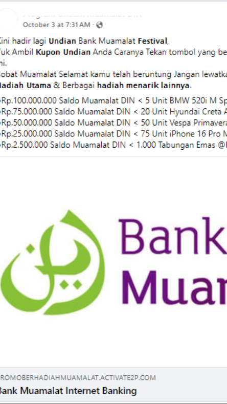 Foto Periksa Fakta Hadiah Bank Muamalat